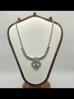 Y2K Christina Collection Crystal Clear Rhinestone Heart Statement Necklace